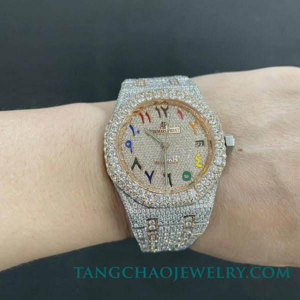 moissanite-audemars-piguet-15500-two-tone-rose-gold-rainbow