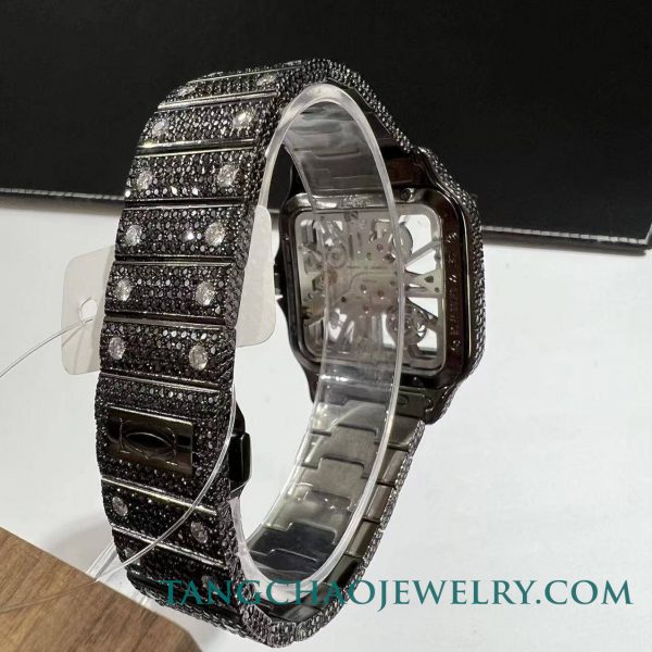 vvs-moissanite-cartier-santos-skeleton-whsa0015-black