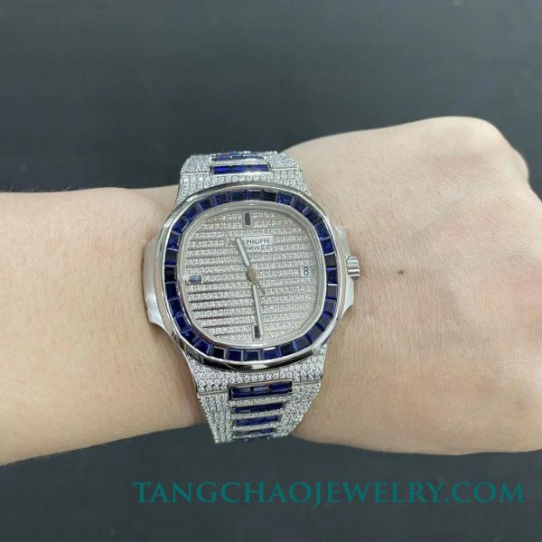 vvs-moissanite-patek-philippe-5711-white-baguettes-sapphire