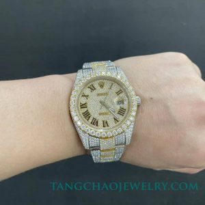 vvs-moissanite-rolex-datejust126300-41mm-two-tone-yellow-gold