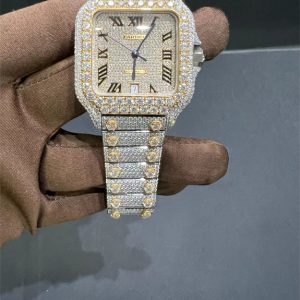 VVS Moissanite Cartier Santos WSSA0009 two-tone yellow gold