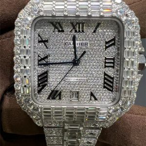 VVS 莫桑石长方形钻石 Cartier Santos WSSA0009 白色