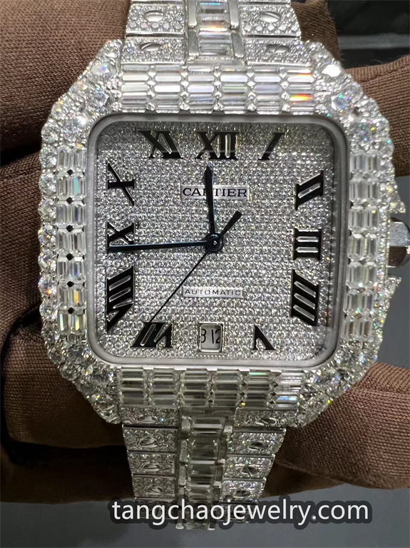 VVS 莫桑石长方形钻石 Cartier Santos WSSA0009 白色