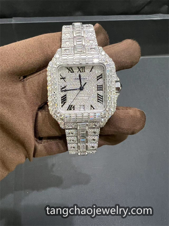 VVS 莫桑石长方形钻石 Cartier Santos WSSA0009 白色 - Image 3