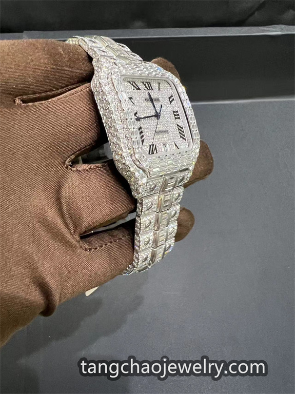 VVS 莫桑石长方形钻石 Cartier Santos WSSA0009 白色 - Image 4