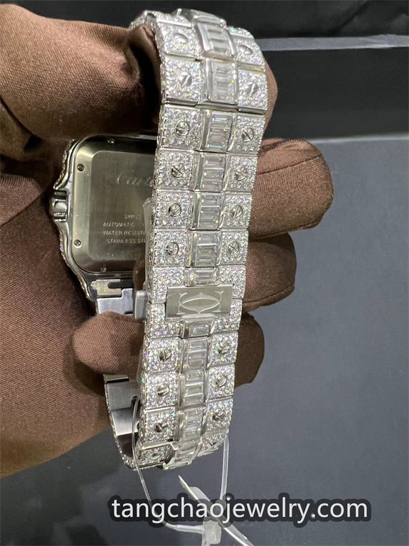VVS 莫桑石长方形钻石 Cartier Santos WSSA0009 白色 - Image 7