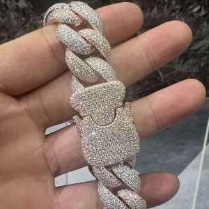 VVS Moissanite 925 Sterling Silver Bracelet 18MM 8 inches two-tone rose gold