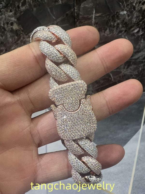 VVS Moissanite 925 Sterling Silver Bracelet 18MM 8 inches two-tone rose gold