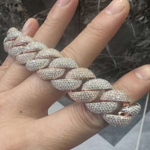 VVS Moissanite 925 Sterling Silver Bracelet 18MM 8 inches two-tone rose gold
