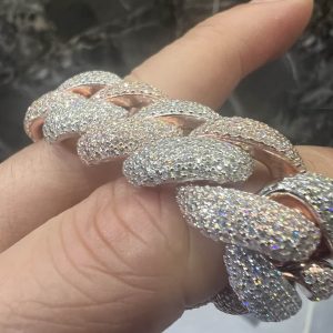 VVS Moissanite 925 Sterling Silver Bracelet 18MM 8 inches two-tone rose gold