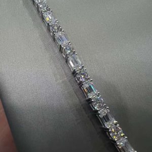 VVS Moissanite 925 Sterling Silver Emerald Tennis Necklace 5MM 24 inches White