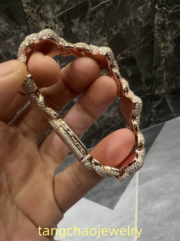 VVS Moissanite 925 Sterling Silver Miami Bracelet 12MM 8 inches Rose Gold