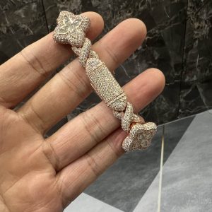 VVS Moissanite 925 Sterling Silver Miami Bracelet 12MM 8 inches Rose Gold