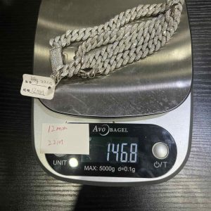 VVS Moissanite 925 Sterling Silver Miami Cuban Chain 12MM 22inches White