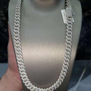 VVS Moissanite 925 Sterling Silver Miami Cuban Chain 12MM 22inches White