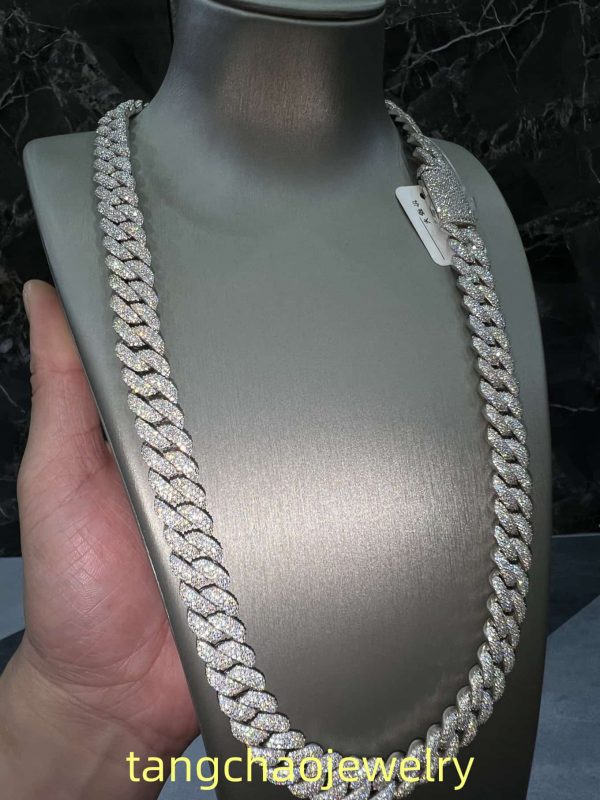 VVS Moissanite 925 Sterling Silver Miami Cuban Chain 12MM 22inches White