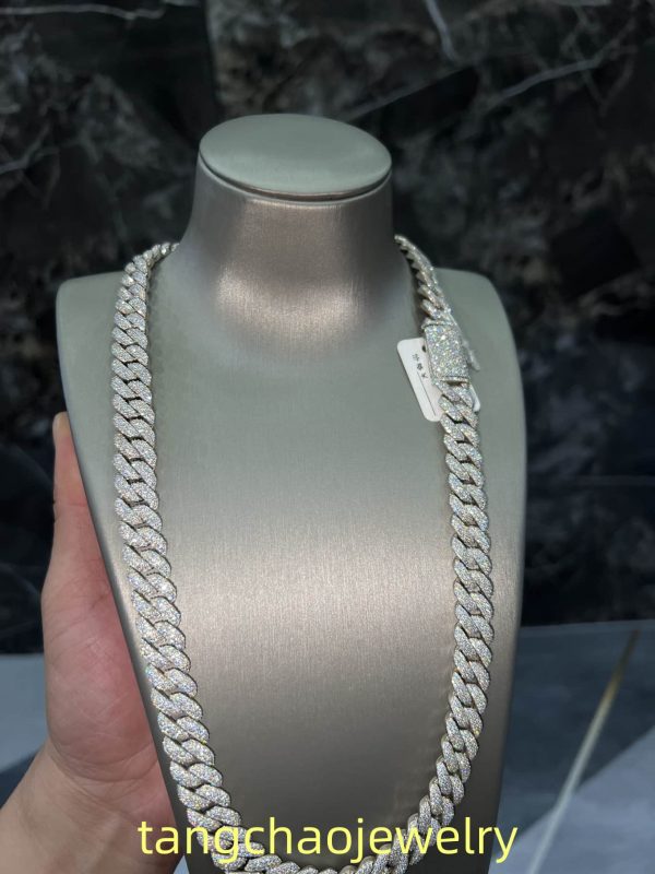 VVS Moissanite 925 Sterling Silver Miami Cuban Chain 12MM 22inches White