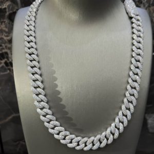 VVS Moissanite 925 Sterling Silver Miami Cuban Chain 14MM 22inches White