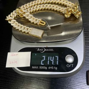 VVS Moissanite 925 Sterling Silver Miami Cuban Chain 14MM 22inches Yellow