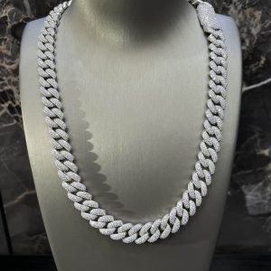 VVS Moissanite 925 Sterling Silver Miami Cuban Chain 14MM 22inches White