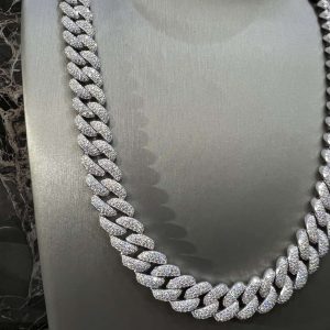 VVS Moissanite 925 Sterling Silver Miami Cuban Chain 14MM 22inches White