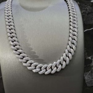 VVS Moissanite 925 Sterling Silver Miami Cuban Chain 14MM 22inches White