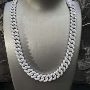 VVS Moissanite 925 Sterling Silver Miami Cuban Chain 14MM 22inches White