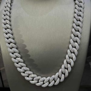 VVS Moissanite 925 Sterling Silver Miami Cuban Chain 16MM 22inches White