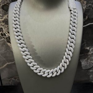 VVS Moissanite 925 Sterling Silver Miami Cuban Chain 16MM 22inches White