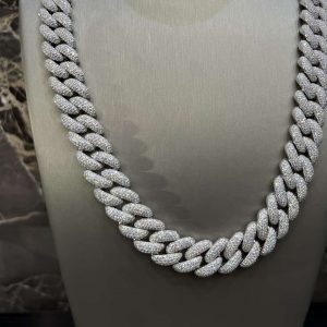 VVS Moissanite 925 Sterling Silver Miami Cuban Chain 16MM 22inches White