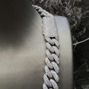 VVS Moissanite 925 Sterling Silver Miami Cuban Chain 16MM 22inches White