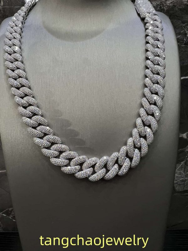 VVS Moissanite 925 Sterling Silver Miami Cuban Chain 16MM 22inches White