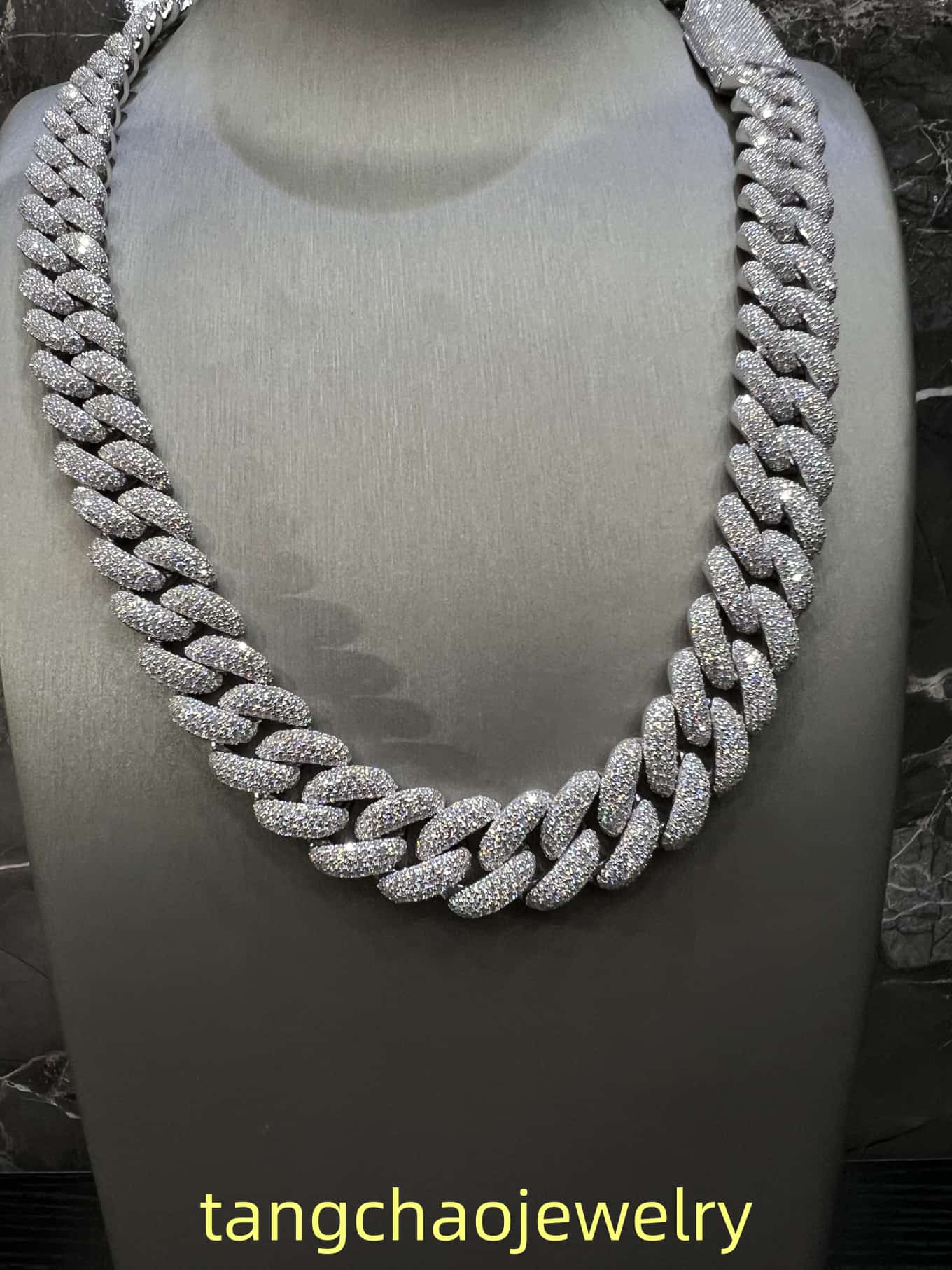 VVS Moissanite 925 Sterling Silver Miami Cuban Chain 16MM 22inches White