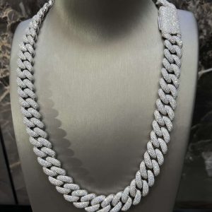 VVS Moissanite 925 Sterling Silver Miami Cuban Chain 16MM 22inches White