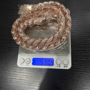 VVS Moissanite 925 Sterling Silver Miami Cuban Chain 22MM 23 inches Rose Gold