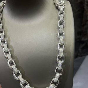 VVS Moissanite 925 Sterling Silver Miami Necklace 12MM 22inches White
