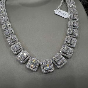 VVS Moissanite 925 Sterling Silver Miami Necklace 12MM 22inches White