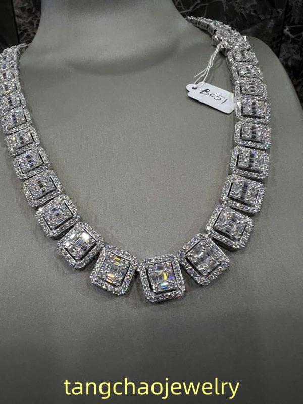 VVS Moissanite 925 Sterling Silver Miami Necklace 12MM 22inches White