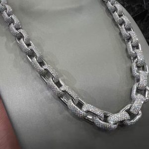 VVS Moissanite 925 Sterling Silver Miami Necklace 12MM 22inches White