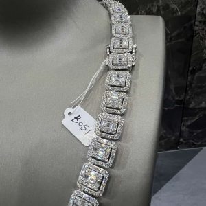 VVS Moissanite 925 Sterling Silver Miami Necklace 12MM 22inches White