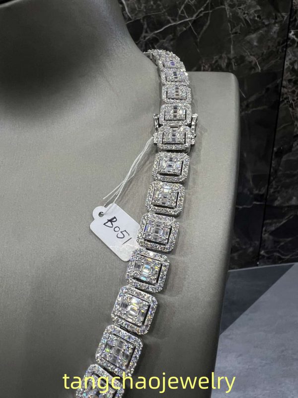 VVS Moissanite 925 Sterling Silver Miami Necklace 12MM 22inches White