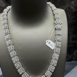 VVS Moissanite 925 Sterling Silver Miami Necklace 12MM 22inches White