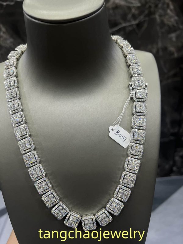 VVS Moissanite 925 Sterling Silver Miami Necklace 12MM 22inches White