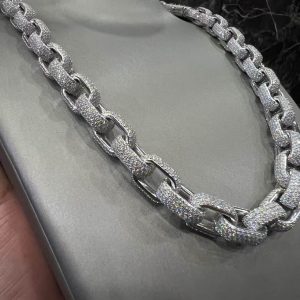VVS Moissanite 925 Sterling Silver Miami Necklace 12MM 22inches White