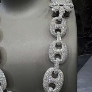 VVS Moissanite 925 Sterling Silver Miami Necklace 26MM 22inches White