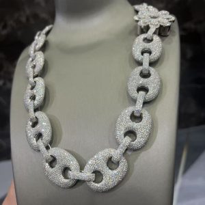 VVS Moissanite 925 Sterling Silver Miami Necklace 26MM 22inches White