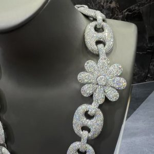 VVS Moissanite 925 Sterling Silver Miami Necklace 26MM 22inches White