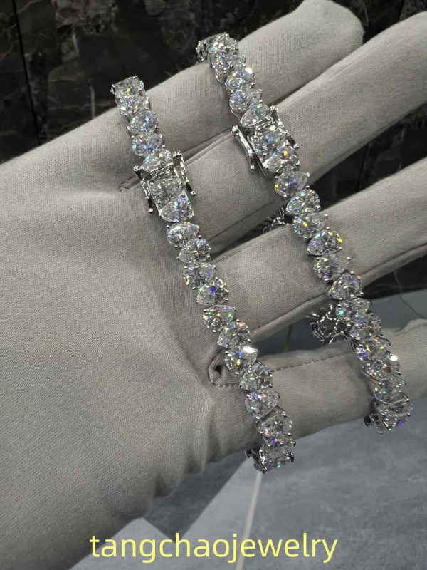 VVS Moissanite 925 Sterling Silver PEAR Tennis Bracelet 12MM 8 inches Rose Gold