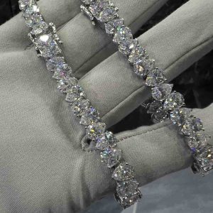 VVS Moissanite 925 Sterling Silver PEAR Tennis Bracelet 12MM 8 inches Rose Gold