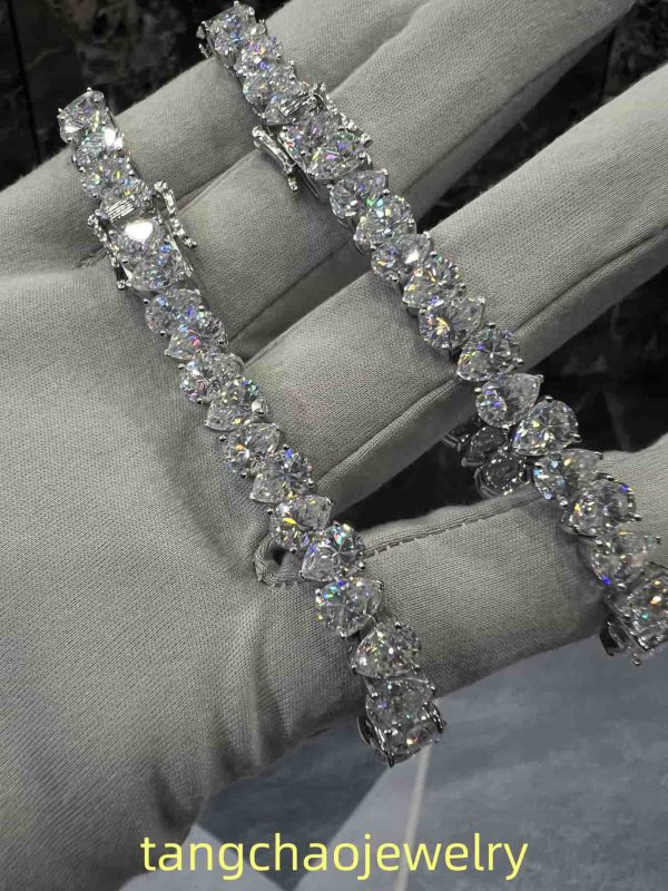 VVS Moissanite 925 Sterling Silver PEAR Tennis Bracelet 12MM 8 inches Rose Gold